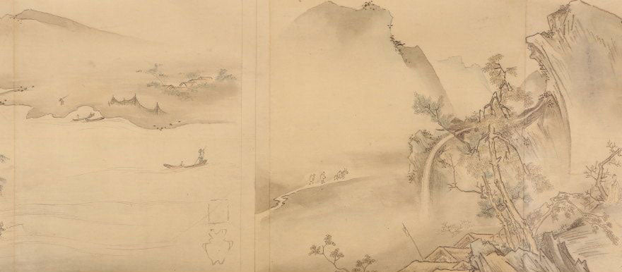 Hashimoto Gahō (橋本雅邦)1835-1908/ Scroll of Eight Views of Xiaoxiang (a copy) 瀟湘八景図 / 34 x 535cm