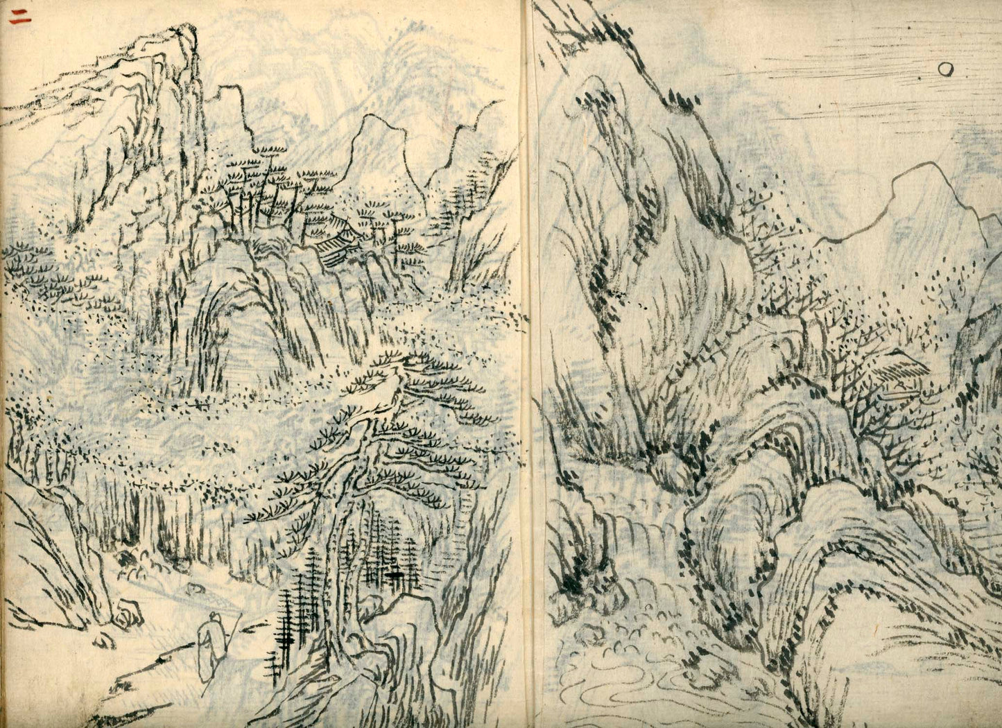 竹窓寂士圖案 / 山水六十圖 / 彼法画譜 / 2 volumes of superb brushwork / handpainted/