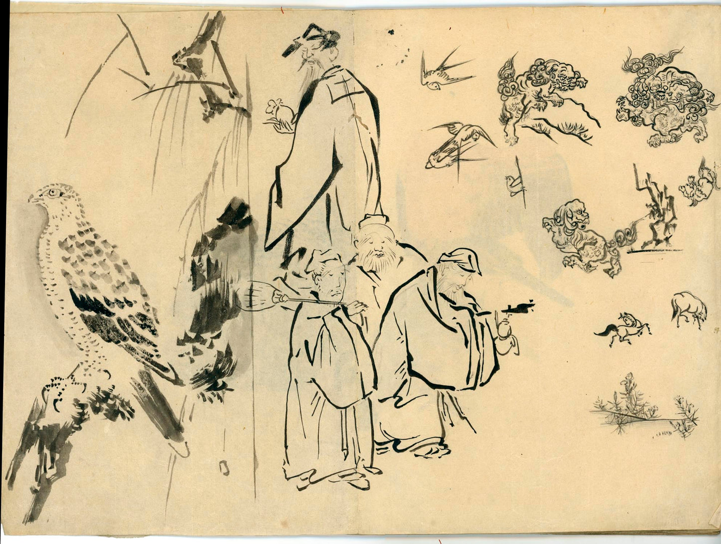 鳥類圖譜 handpainted art album of birds (kacho-ga) 21 full-page illustrations, superb brushwork