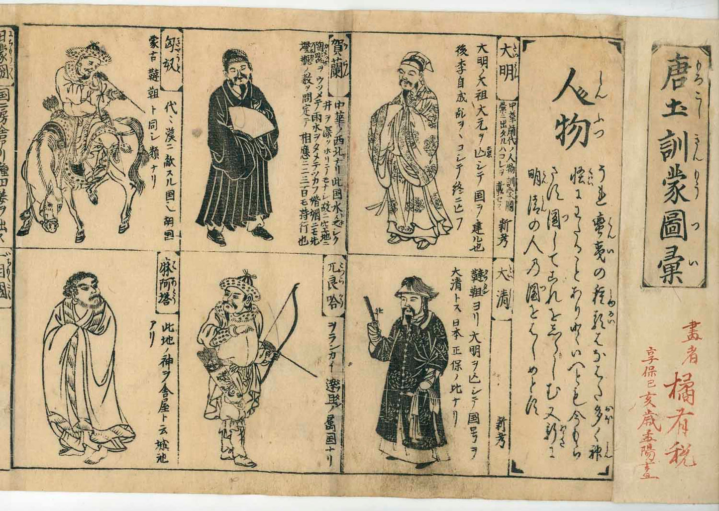 Emakimono scroll 絵巻 - 唐土訓蒙図彙 Illustrated Encyclopedia of China ( Morokoshi kinmō zui )