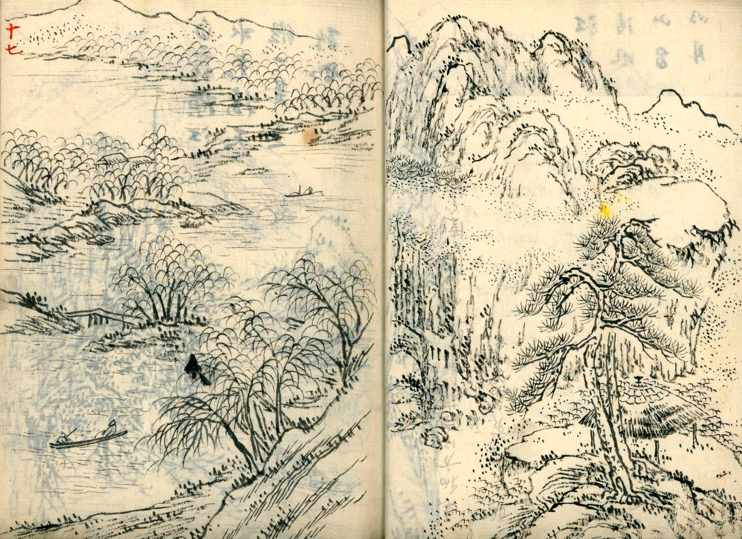 竹窓寂士圖案 / 山水六十圖 / 彼法画譜 / 2 volumes of superb brushwork / handpainted/