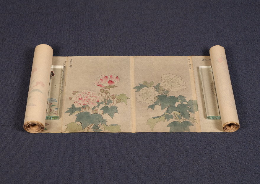A superb emakimono scroll/ copy of chinese masters, ink on thin washi paper