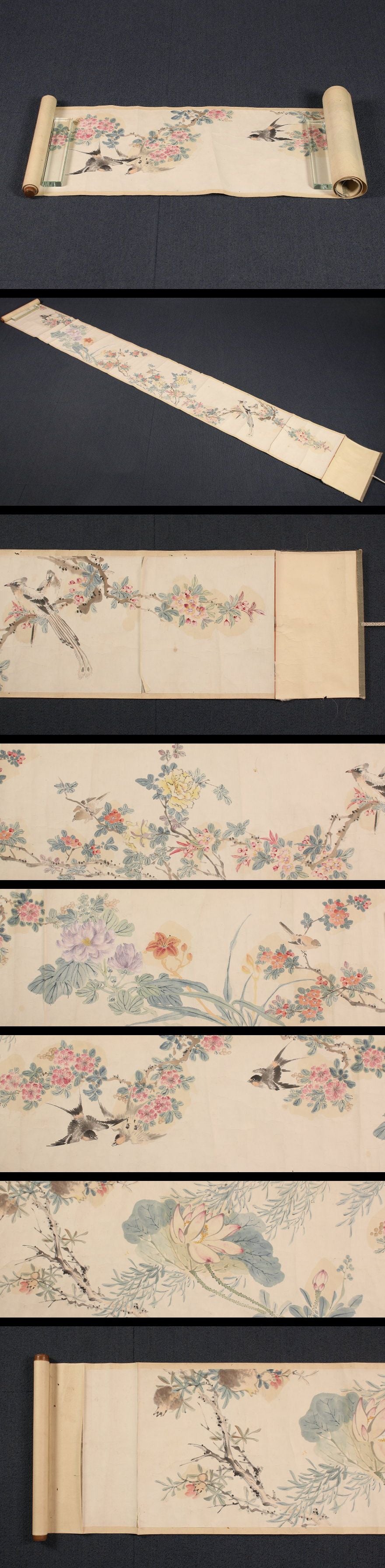 Emakimono 絵巻物- nanga 南画 flower and birds (kachō-ga 花鳥画) scroll, unsigned