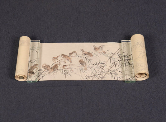 Unknown scroll, brushwork seems chinese, 22 x 590 cm, flowers & birds, ca. 1800