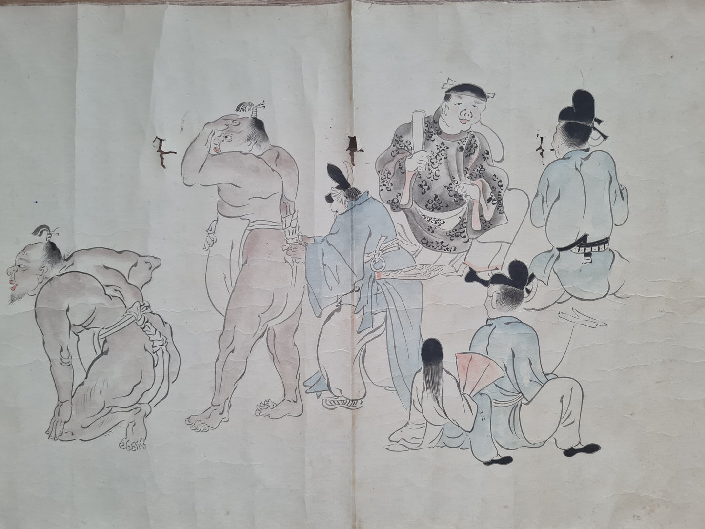 Emakimono scroll 絵巻 - 相撲絵巻 Sumo emaki, copy after Tosa Mitsuhiro (土佐光廣), 1800 (Kansei 12)