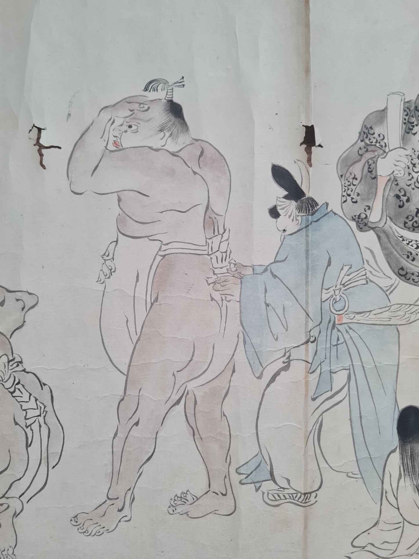 Emakimono scroll 絵巻 - 相撲絵巻 Sumo emaki, copy after Tosa Mitsuhiro (土佐光廣), 1800 (Kansei 12)