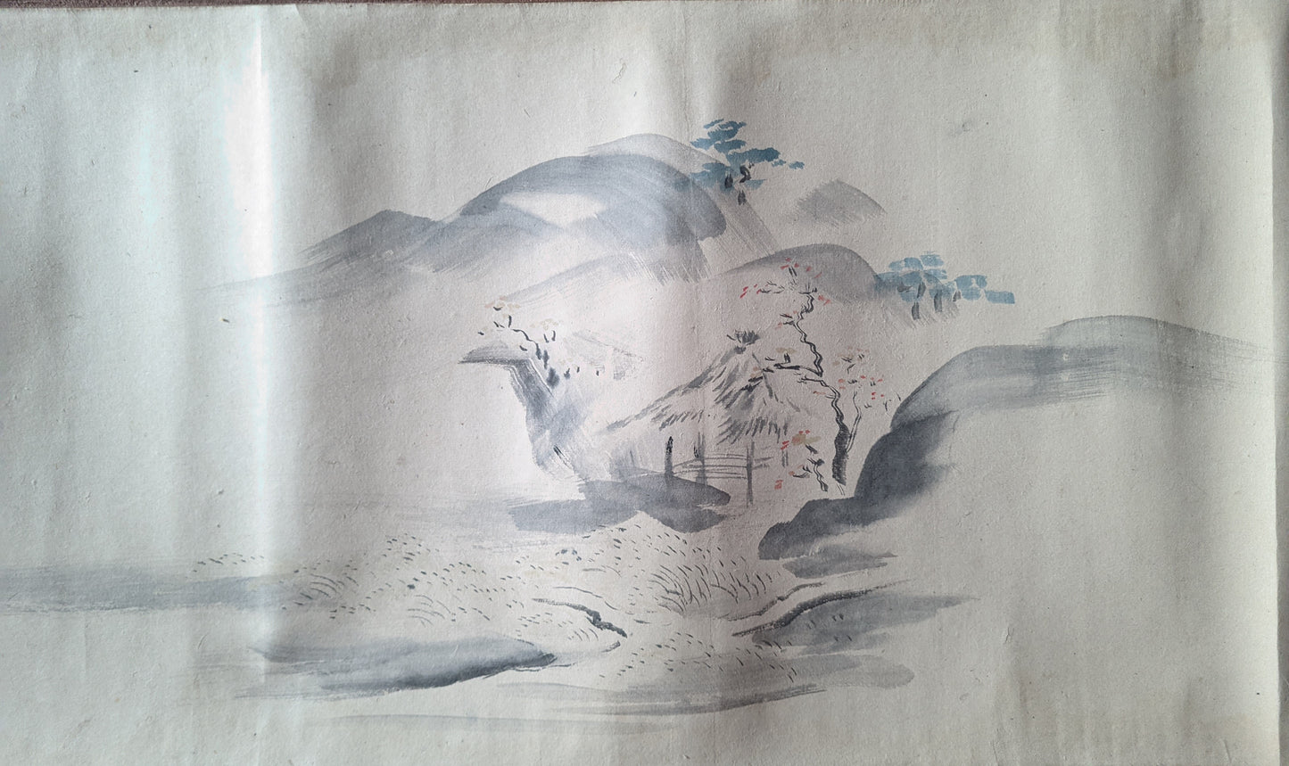 Emakimono scroll 絵巻 - 狩野栄信: Kano Naganobu, 山水図 Landscape scroll, ca. 1800