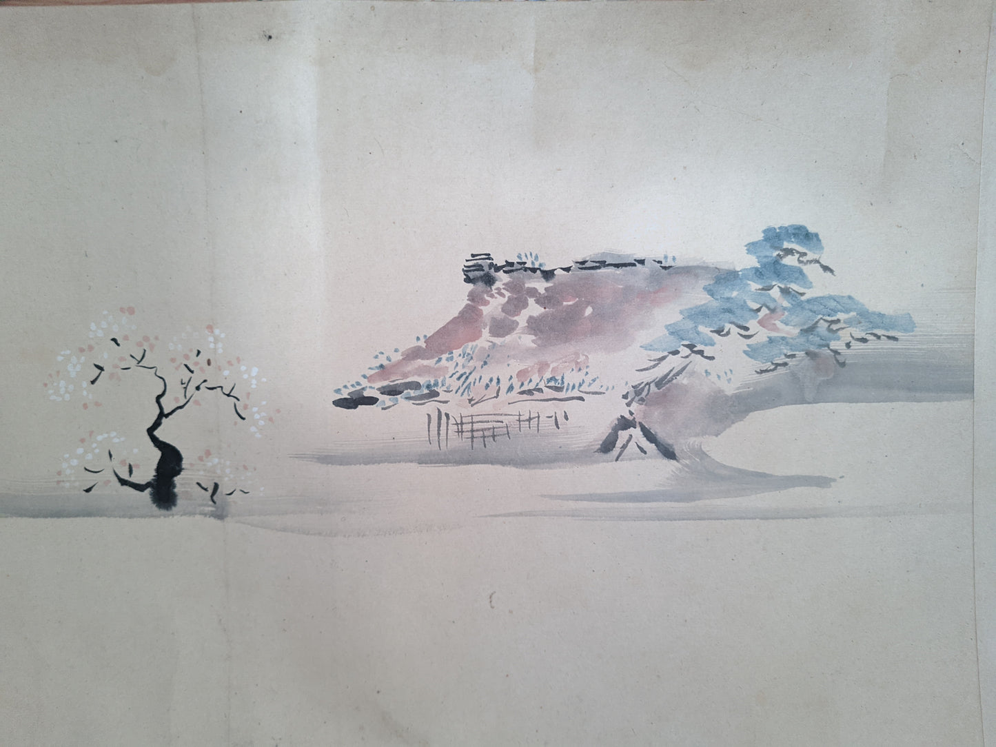 Emakimono scroll 絵巻 - 狩野栄信: Kano Naganobu, 山水図 Landscape scroll, ca. 1800