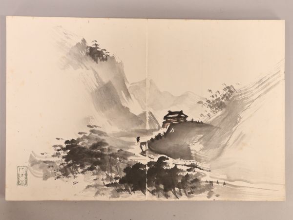 Terasaki Kogyo (寺崎広業) 1866-1919 Handpainted album 12 full page illustrations