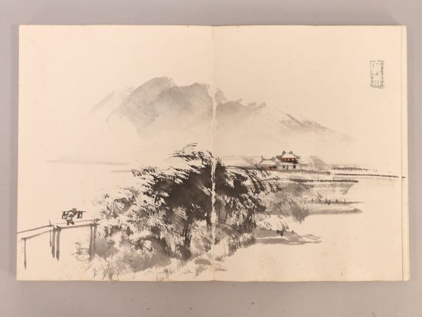 Terasaki Kogyo (寺崎広業) 1866-1919 Handpainted album 12 full page illustrations