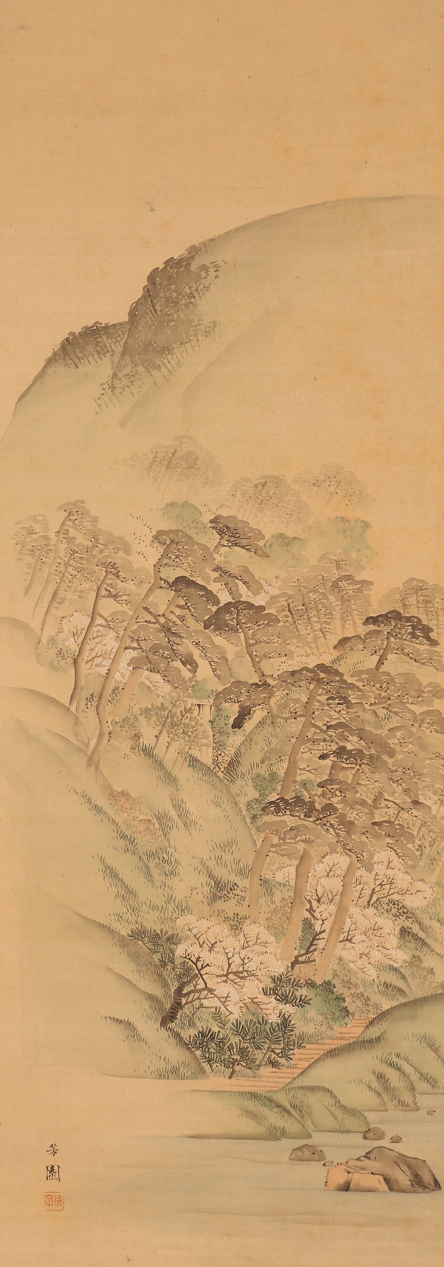 Nishiyama Hoen 西山 芳園 1804-1867, superb triptych, double boxed