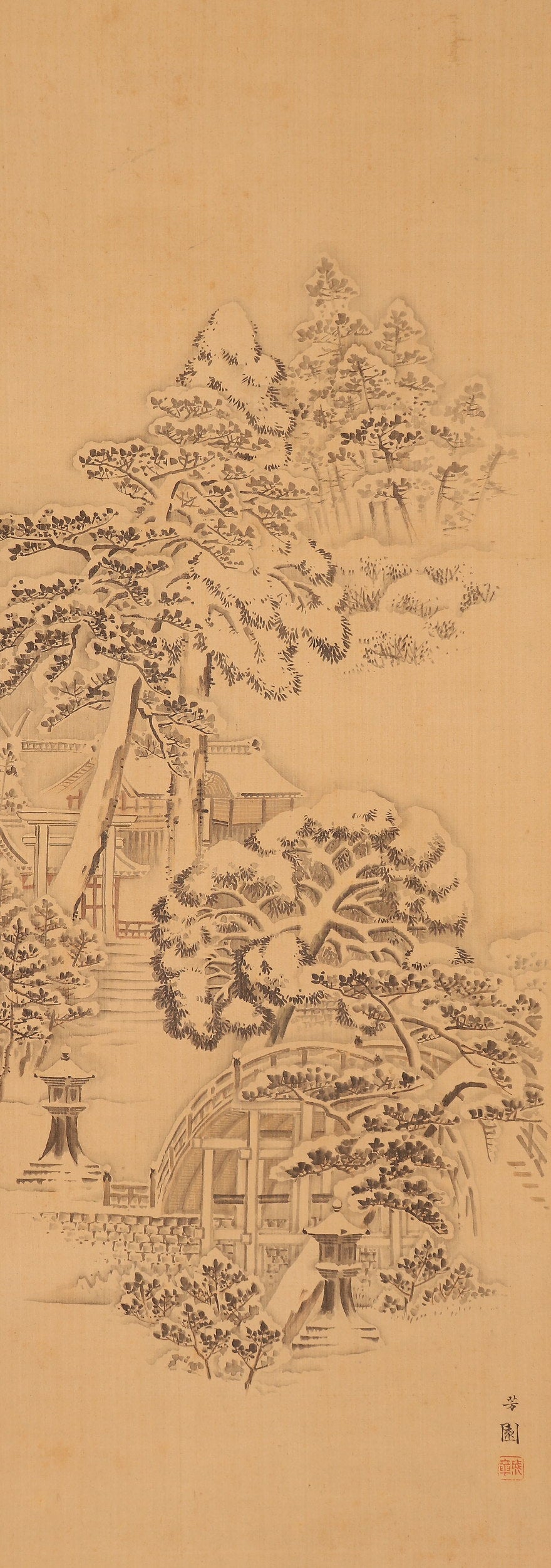 Nishiyama Hoen 西山 芳園 1804-1867, superb triptych, double boxed