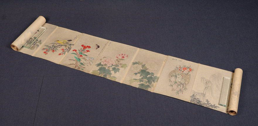 A superb emakimono scroll/ copy of chinese masters, ink on thin washi paper