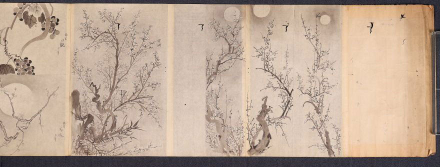 A superb emakimono scroll/ copy of chinese masters, ink on thin washi paper