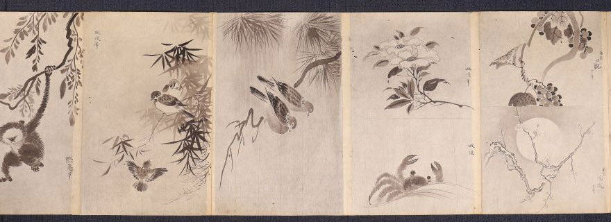 A superb emakimono scroll/ copy of chinese masters, ink on thin washi paper