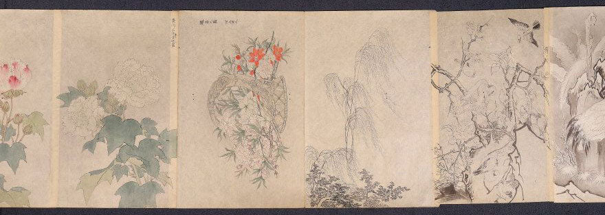 A superb emakimono scroll/ copy of chinese masters, ink on thin washi paper