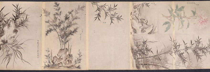 A superb emakimono scroll/ copy of chinese masters, ink on thin washi paper