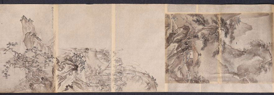 A superb emakimono scroll/ copy of chinese masters, ink on thin washi paper
