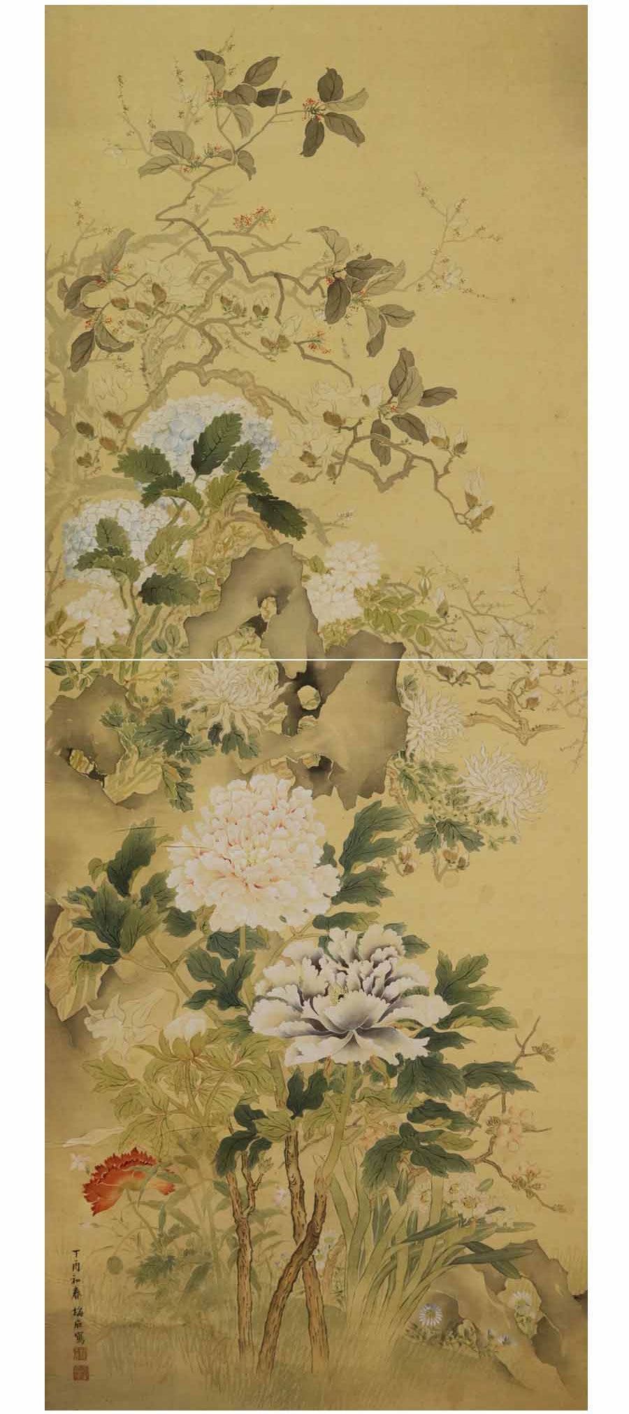 15. Large kakejiku scroll, sealed Baiseki 梅石