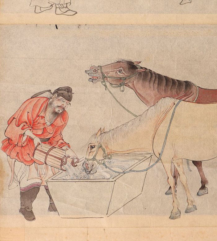 A superb emakimono scroll/ copy of chinese masters, ink on thin washi paper