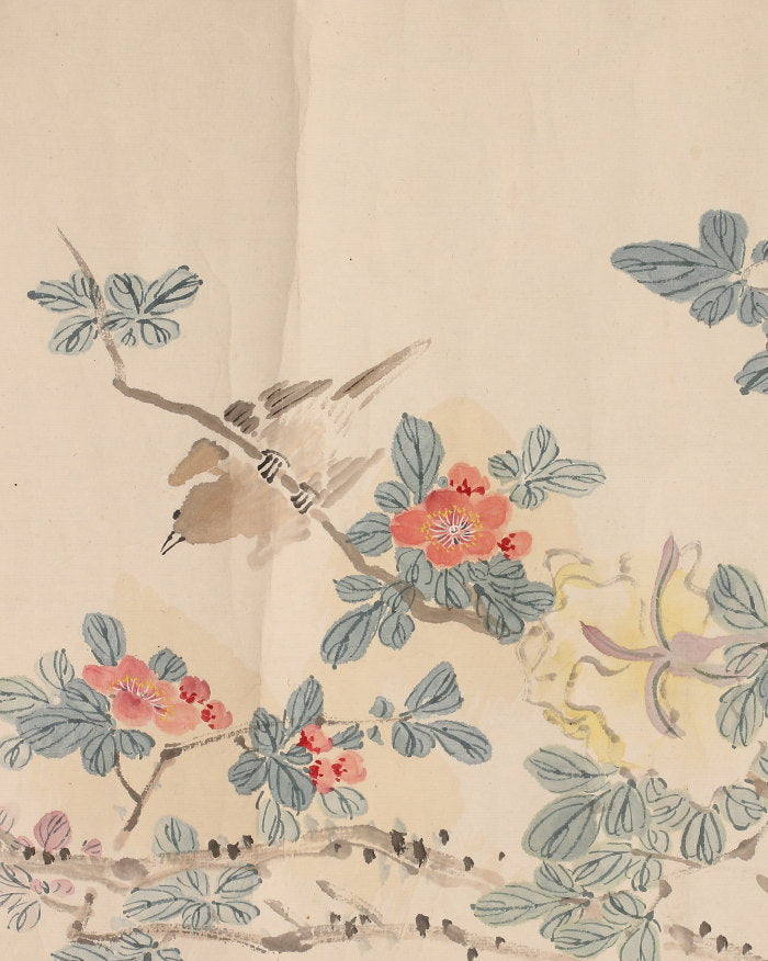 Emakimono 絵巻物- nanga 南画 flower and birds (kachō-ga 花鳥画) scroll, unsigned