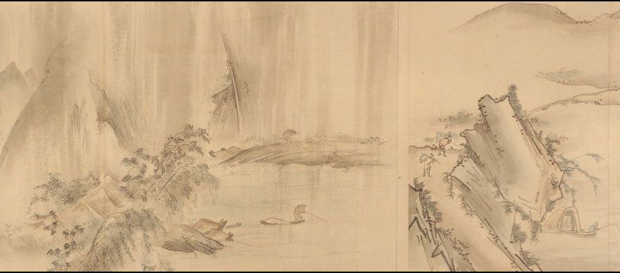 Hashimoto Gahō (橋本雅邦)1835-1908/ &nbsp;Scroll of Eight Views of Xiaoxiang (a copy) 瀟湘八景図 / 34 x 535cm