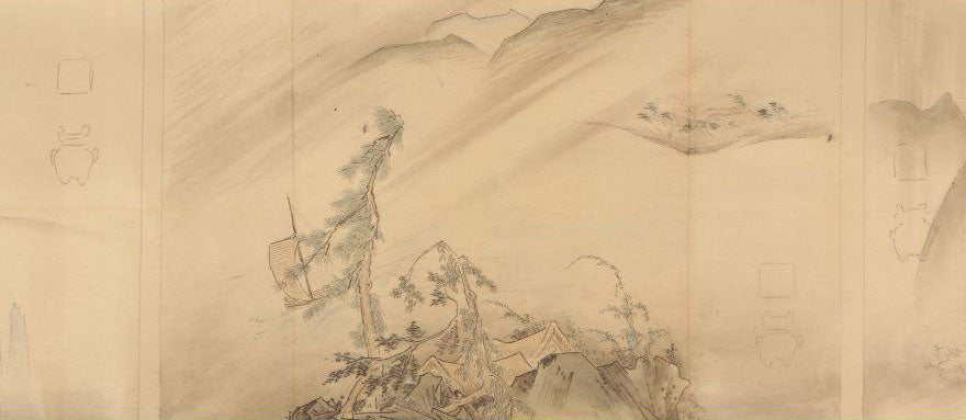 Hashimoto Gahō (橋本雅邦)1835-1908/ &nbsp;Scroll of Eight Views of Xiaoxiang (a copy) 瀟湘八景図 / 34 x 535cm