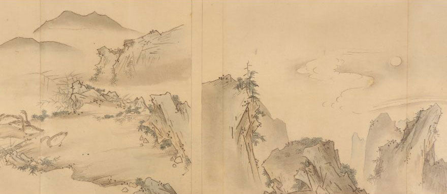 Hashimoto Gahō (橋本雅邦)1835-1908/ &nbsp;Scroll of Eight Views of Xiaoxiang (a copy) 瀟湘八景図 / 34 x 535cm