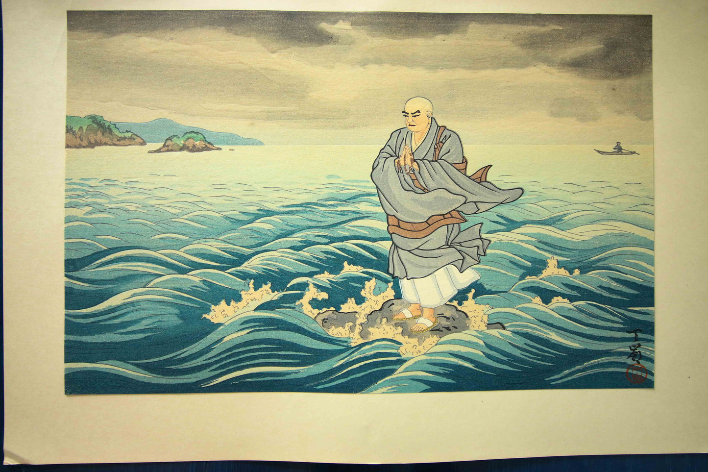 'Nichiren Shōnin go ichidai mokuhanga gafu' 日蓮聖人御一代木版画譜 (Woodblock Print Album of Nichiren's Life)-46 woodblock prints Horiuchi Tenrei 堀内天嶺 (1903-1982)