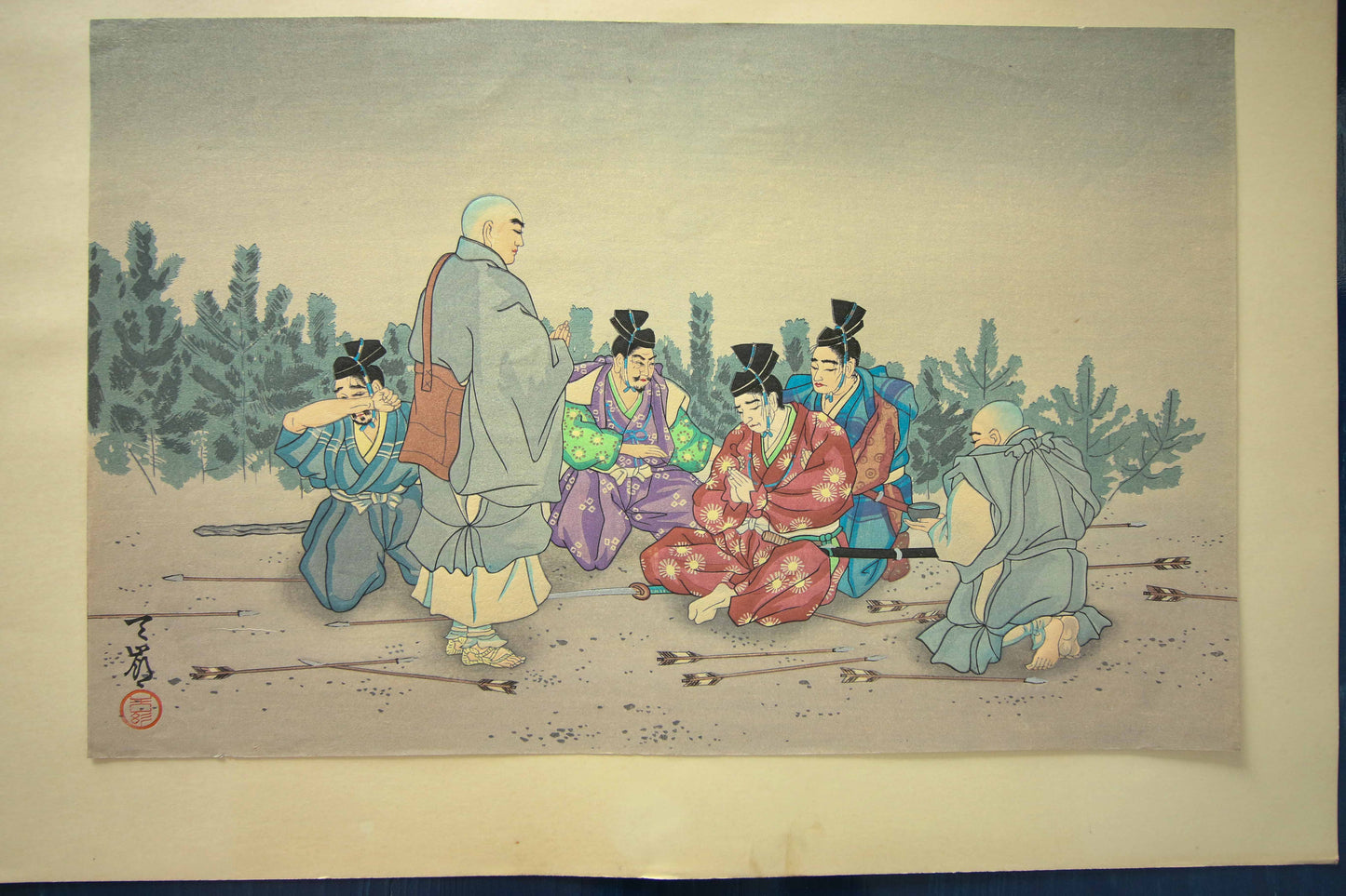 'Nichiren Shōnin go ichidai mokuhanga gafu' 日蓮聖人御一代木版画譜 (Woodblock Print Album of Nichiren's Life)-46 woodblock prints Horiuchi Tenrei 堀内天嶺 (1903-1982)