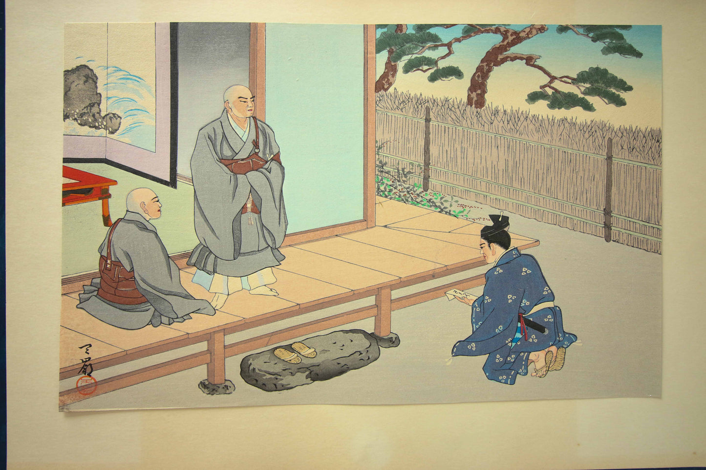 'Nichiren Shōnin go ichidai mokuhanga gafu' 日蓮聖人御一代木版画譜 (Woodblock Print Album of Nichiren's Life)-46 woodblock prints Horiuchi Tenrei 堀内天嶺 (1903-1982)