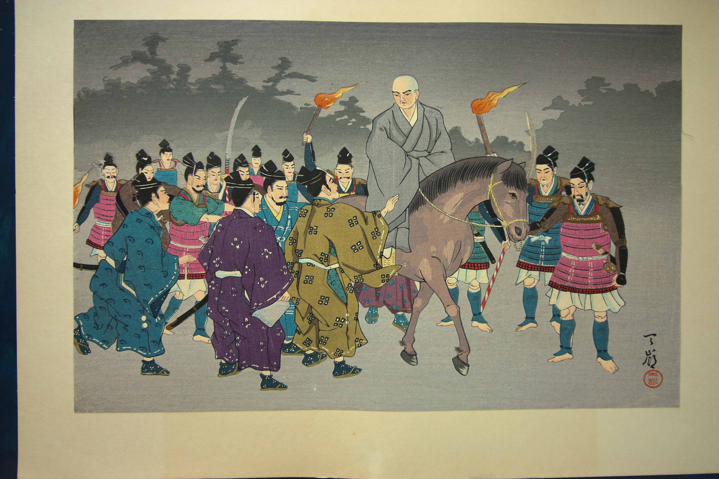 'Nichiren Shōnin go ichidai mokuhanga gafu' 日蓮聖人御一代木版画譜 (Woodblock Print Album of Nichiren's Life)-46 woodblock prints Horiuchi Tenrei 堀内天嶺 (1903-1982)