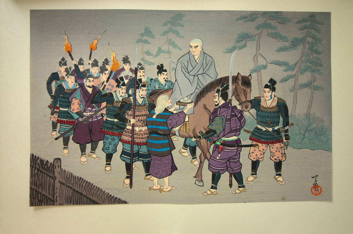 'Nichiren Shōnin go ichidai mokuhanga gafu' 日蓮聖人御一代木版画譜 (Woodblock Print Album of Nichiren's Life)-46 woodblock prints Horiuchi Tenrei 堀内天嶺 (1903-1982)