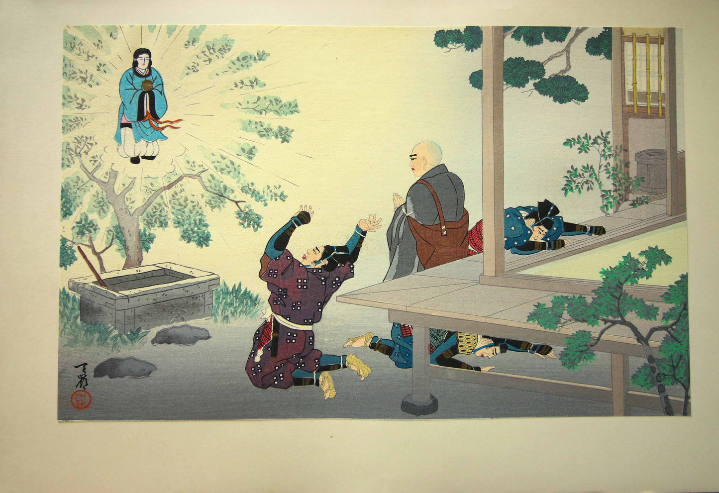 'Nichiren Shōnin go ichidai mokuhanga gafu' 日蓮聖人御一代木版画譜 (Woodblock Print Album of Nichiren's Life)-46 woodblock prints Horiuchi Tenrei 堀内天嶺 (1903-1982)