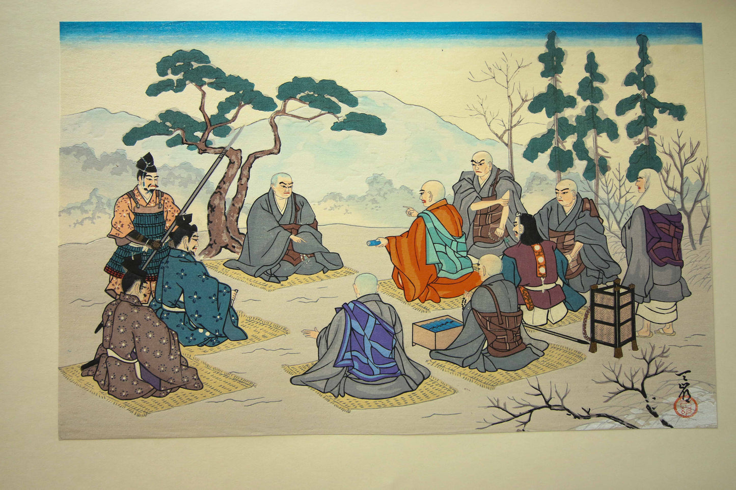 'Nichiren Shōnin go ichidai mokuhanga gafu' 日蓮聖人御一代木版画譜 (Woodblock Print Album of Nichiren's Life)-46 woodblock prints Horiuchi Tenrei 堀内天嶺 (1903-1982)