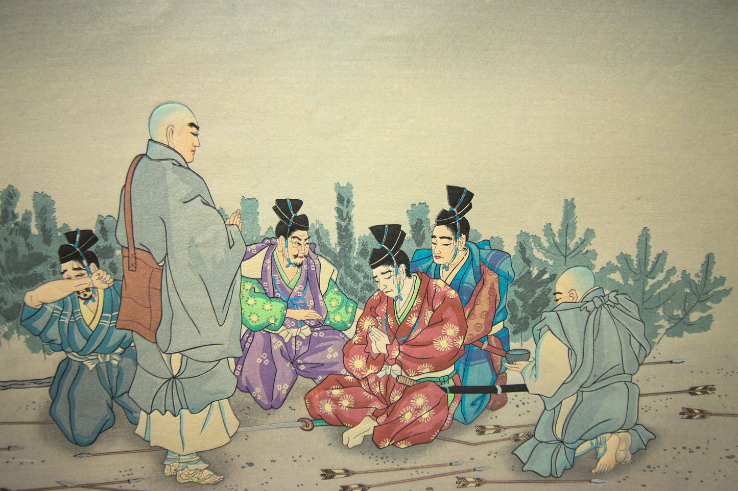 'Nichiren Shōnin go ichidai mokuhanga gafu' 日蓮聖人御一代木版画譜 (Woodblock Print Album of Nichiren's Life)-46 woodblock prints Horiuchi Tenrei 堀内天嶺 (1903-1982)