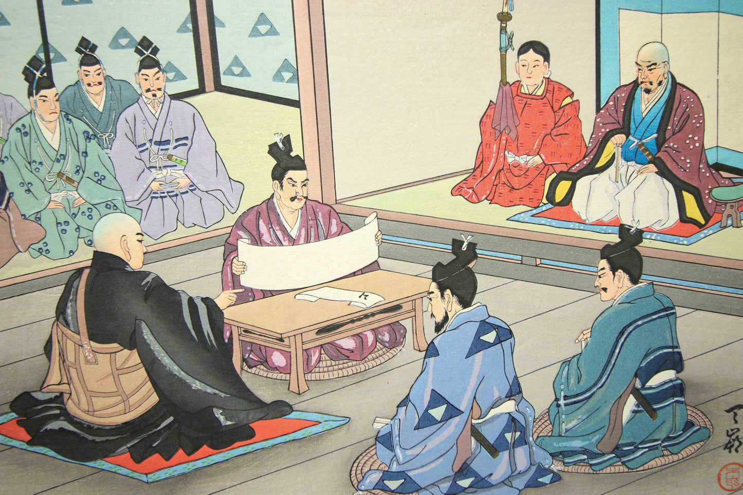 'Nichiren Shōnin go ichidai mokuhanga gafu' 日蓮聖人御一代木版画譜 (Woodblock Print Album of Nichiren's Life)-46 woodblock prints Horiuchi Tenrei 堀内天嶺 (1903-1982)