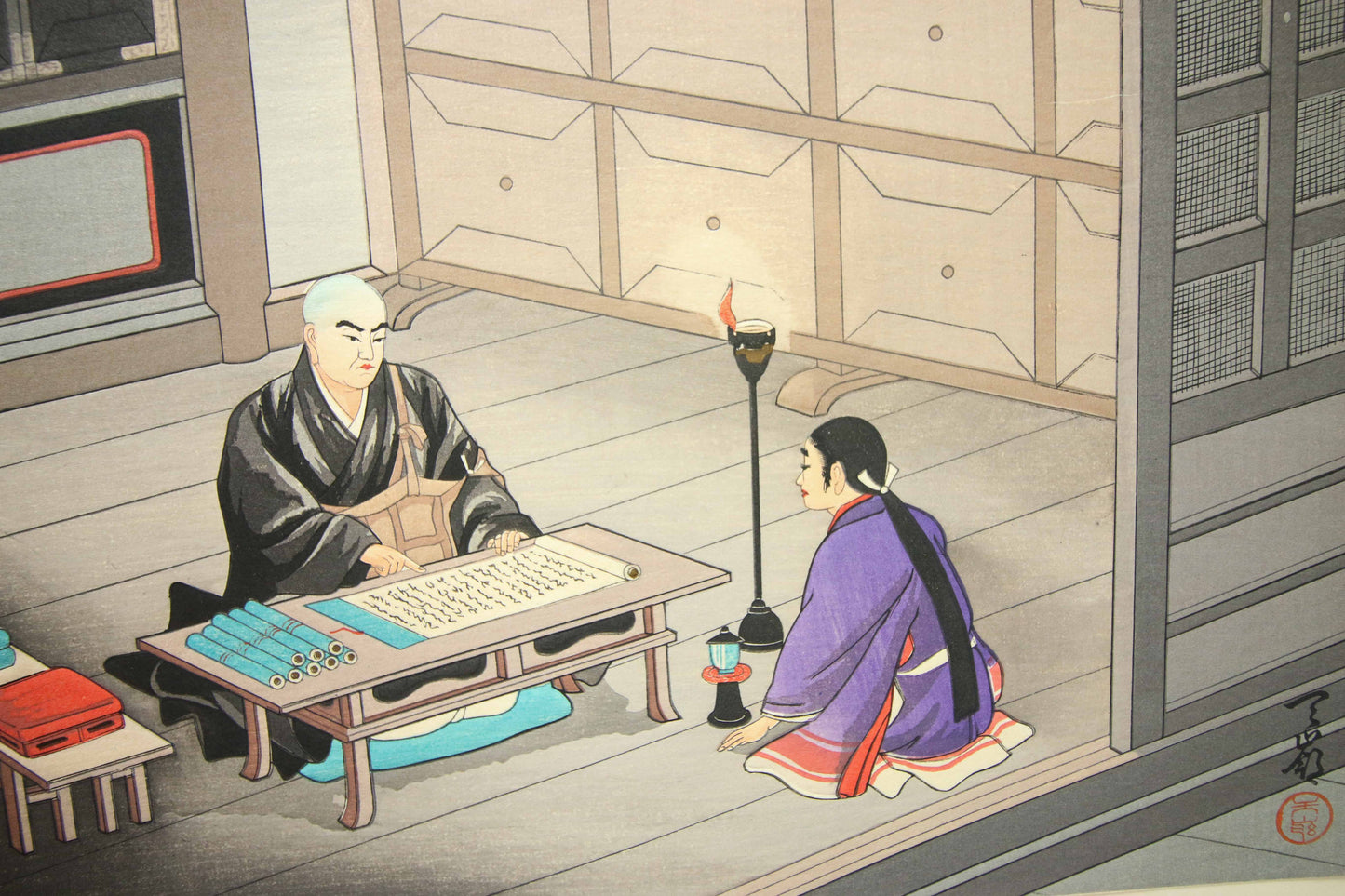 'Nichiren Shōnin go ichidai mokuhanga gafu' 日蓮聖人御一代木版画譜 (Woodblock Print Album of Nichiren's Life)-46 woodblock prints Horiuchi Tenrei 堀内天嶺 (1903-1982)