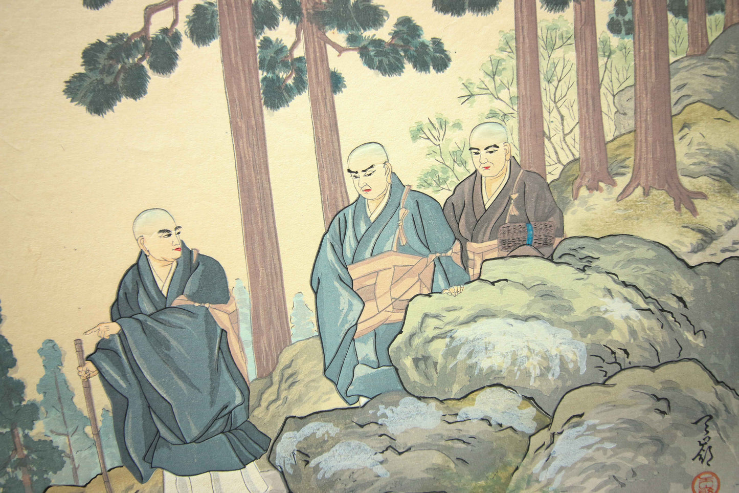 'Nichiren Shōnin go ichidai mokuhanga gafu' 日蓮聖人御一代木版画譜 (Woodblock Print Album of Nichiren's Life)-46 woodblock prints Horiuchi Tenrei 堀内天嶺 (1903-1982)