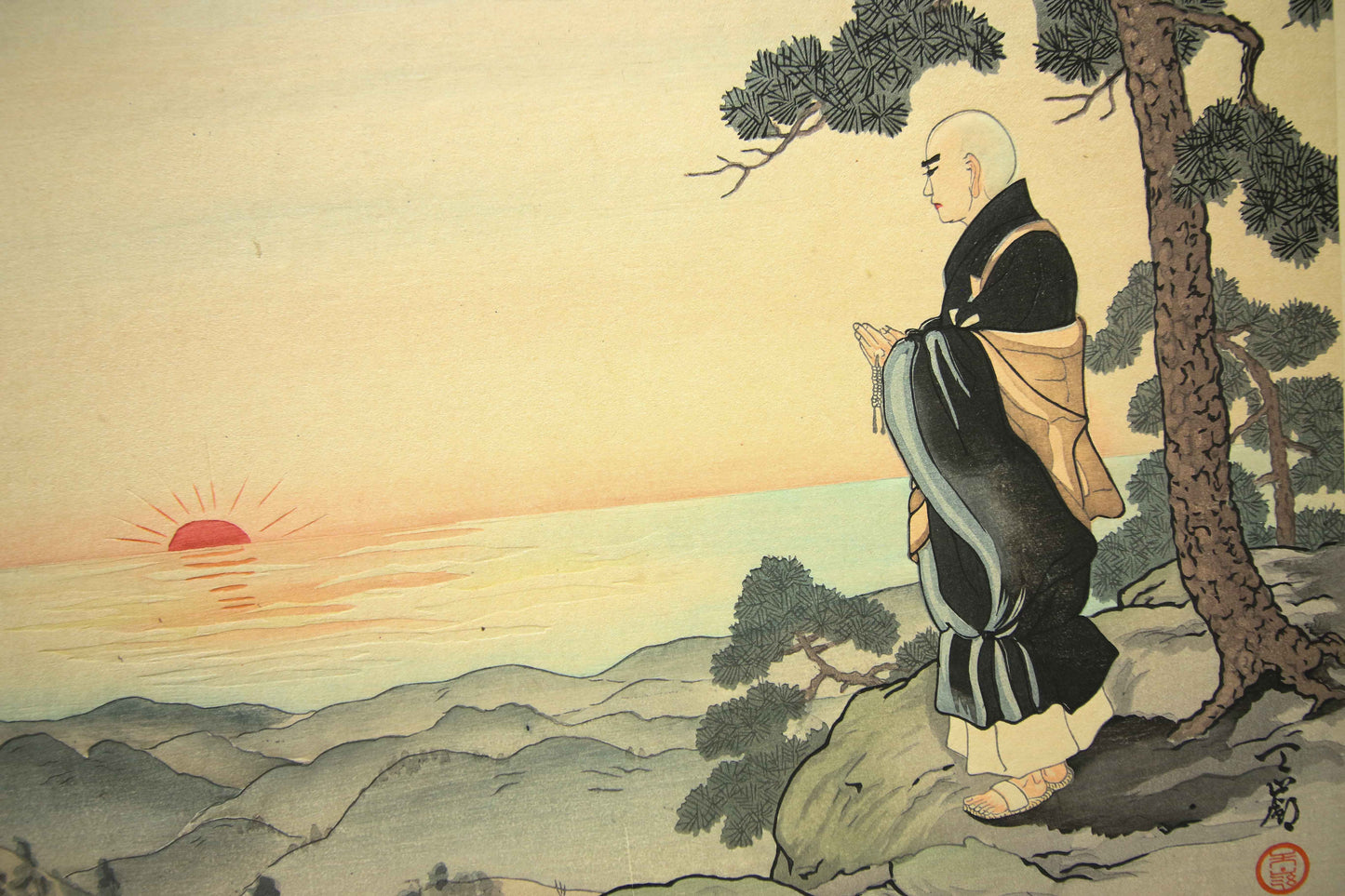 'Nichiren Shōnin go ichidai mokuhanga gafu' 日蓮聖人御一代木版画譜 (Woodblock Print Album of Nichiren's Life)-46 woodblock prints Horiuchi Tenrei 堀内天嶺 (1903-1982)