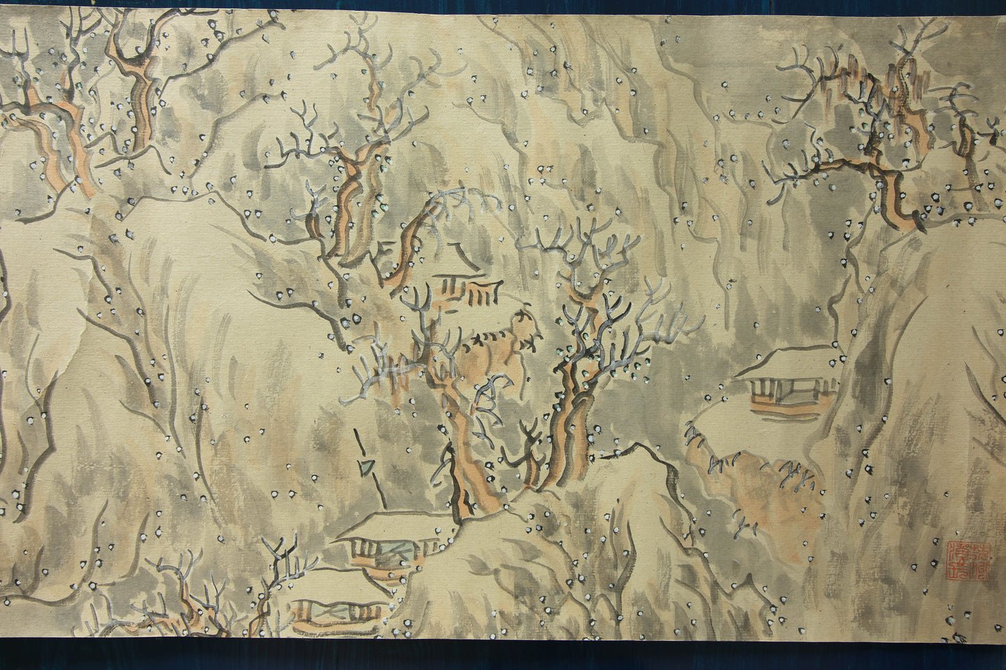 Emakimono scroll 絵巻 - Landscape scroll 久志本梅荘 (Kushimoto Baisō) 1855-1927