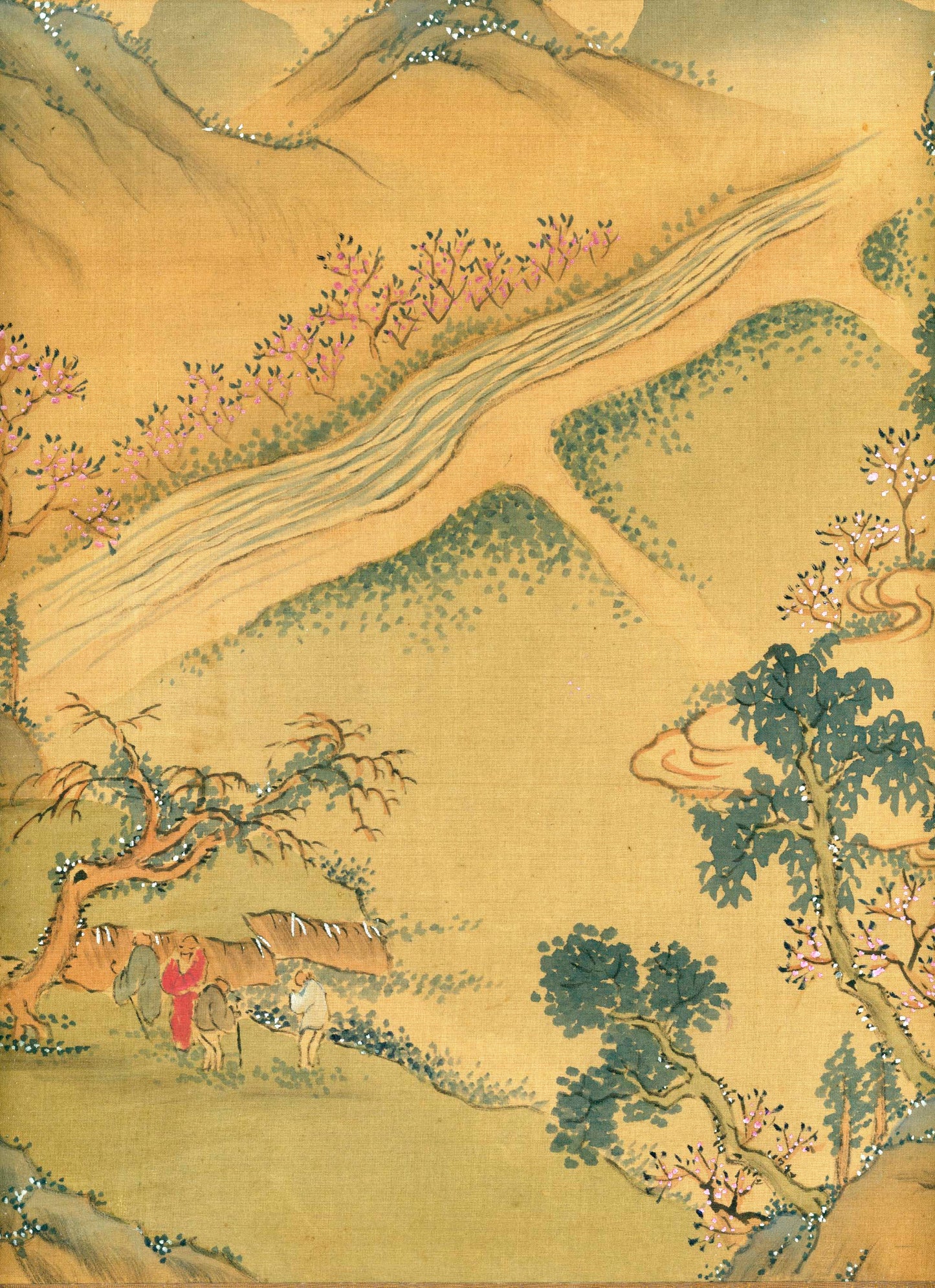 Tanomura Chokunyu 田野村直入  ca. 1877, 着色春景山水 Colored Spring Landscape, emakimono