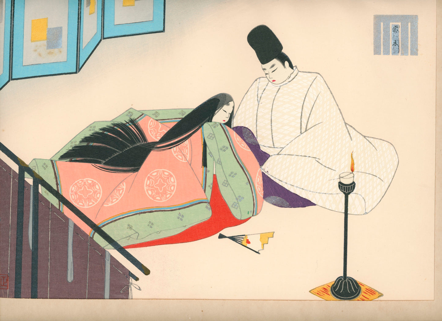 Extremely rare first edition "Illustrations for Genji monogatari In 54 Wood-cut Prints" 木版画源氏五十四帖, Masao Ebina, 1953