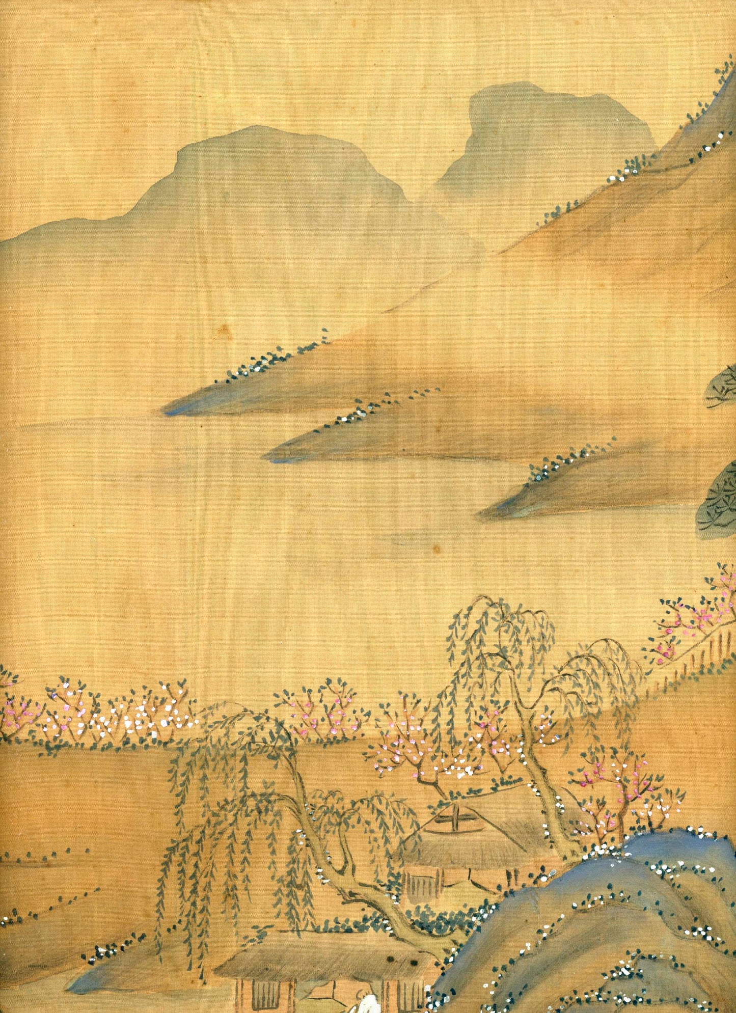 Tanomura Chokunyu 田野村直入  ca. 1877, 着色春景山水 Colored Spring Landscape, emakimono