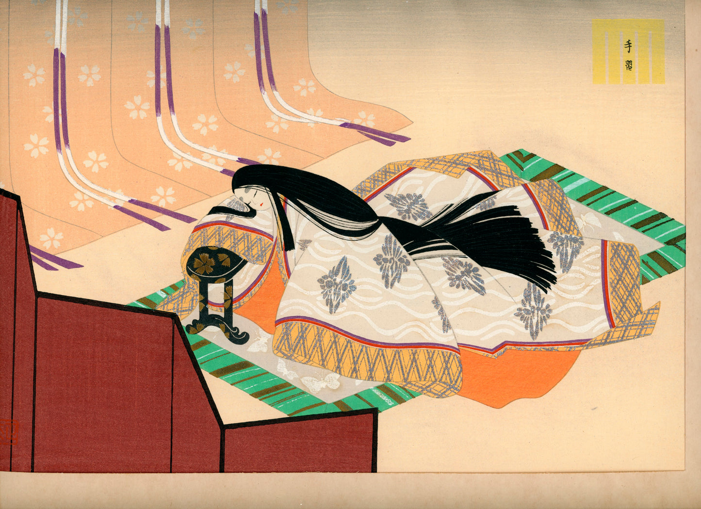 Extremely rare first edition "Illustrations for Genji monogatari In 54 Wood-cut Prints" 木版画源氏五十四帖, Masao Ebina, 1953