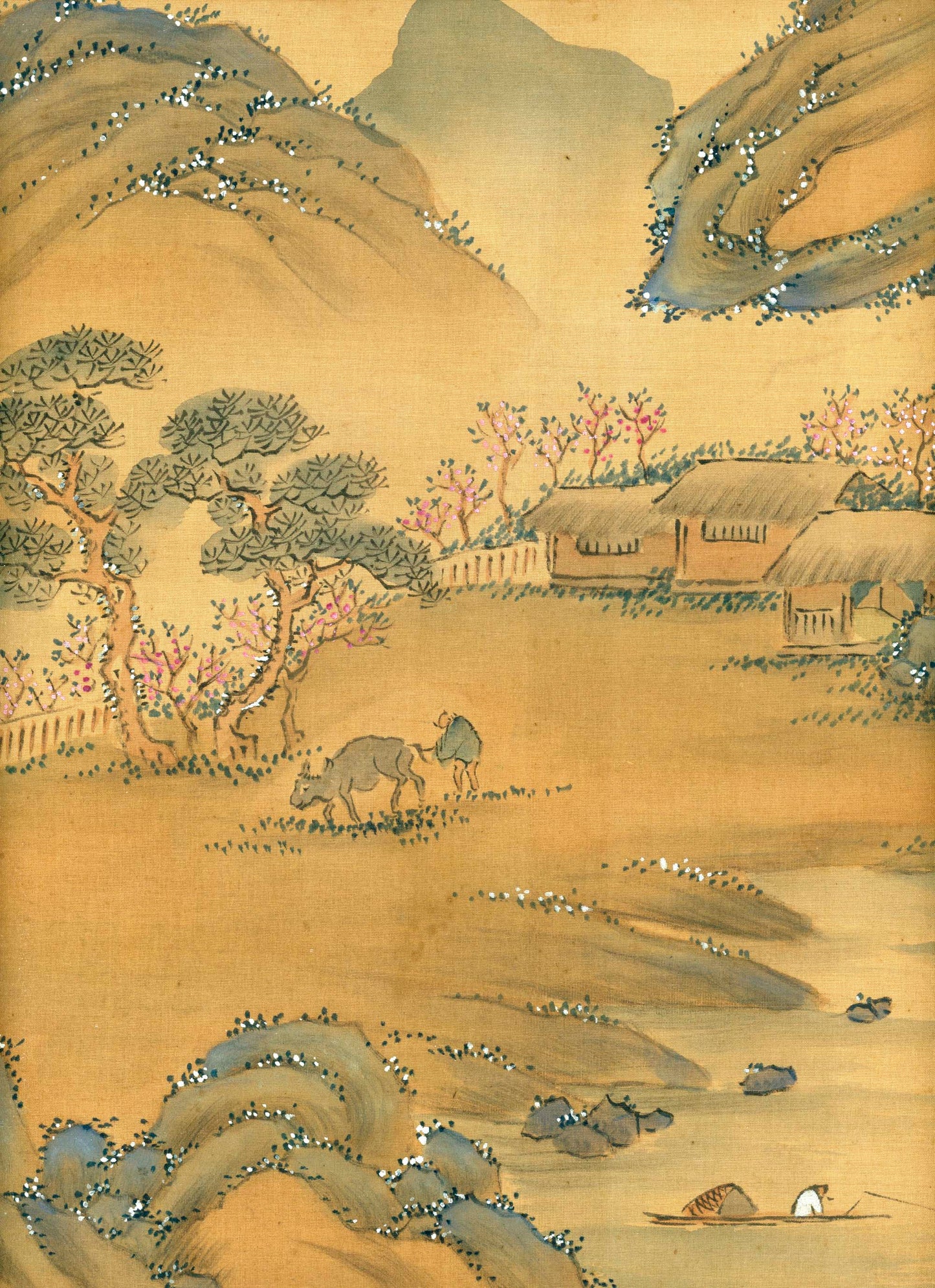 Tanomura Chokunyu 田野村直入  ca. 1877, 着色春景山水 Colored Spring Landscape, emakimono