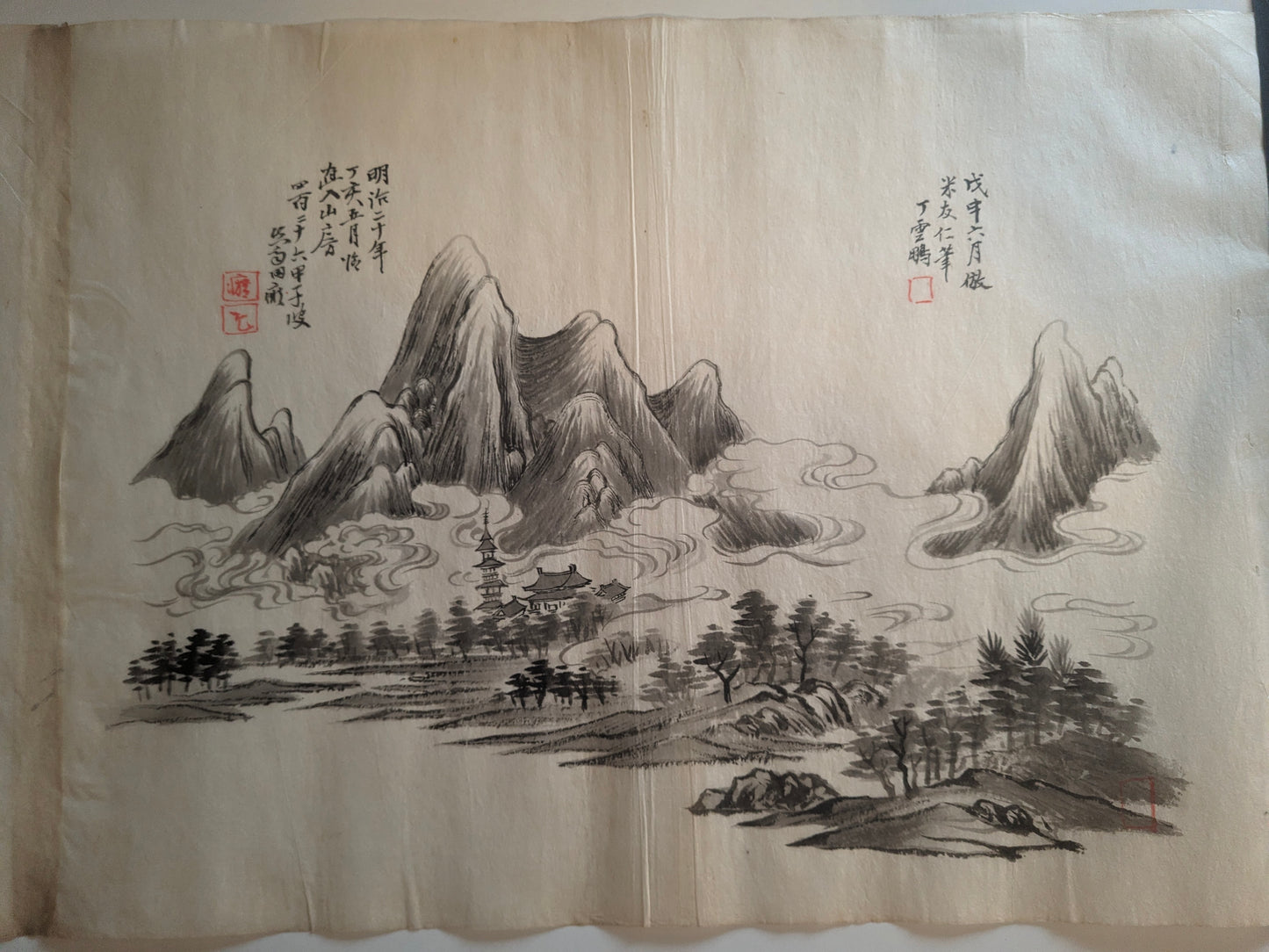 4 emakimono scrolls, ink on paper, Meiji period