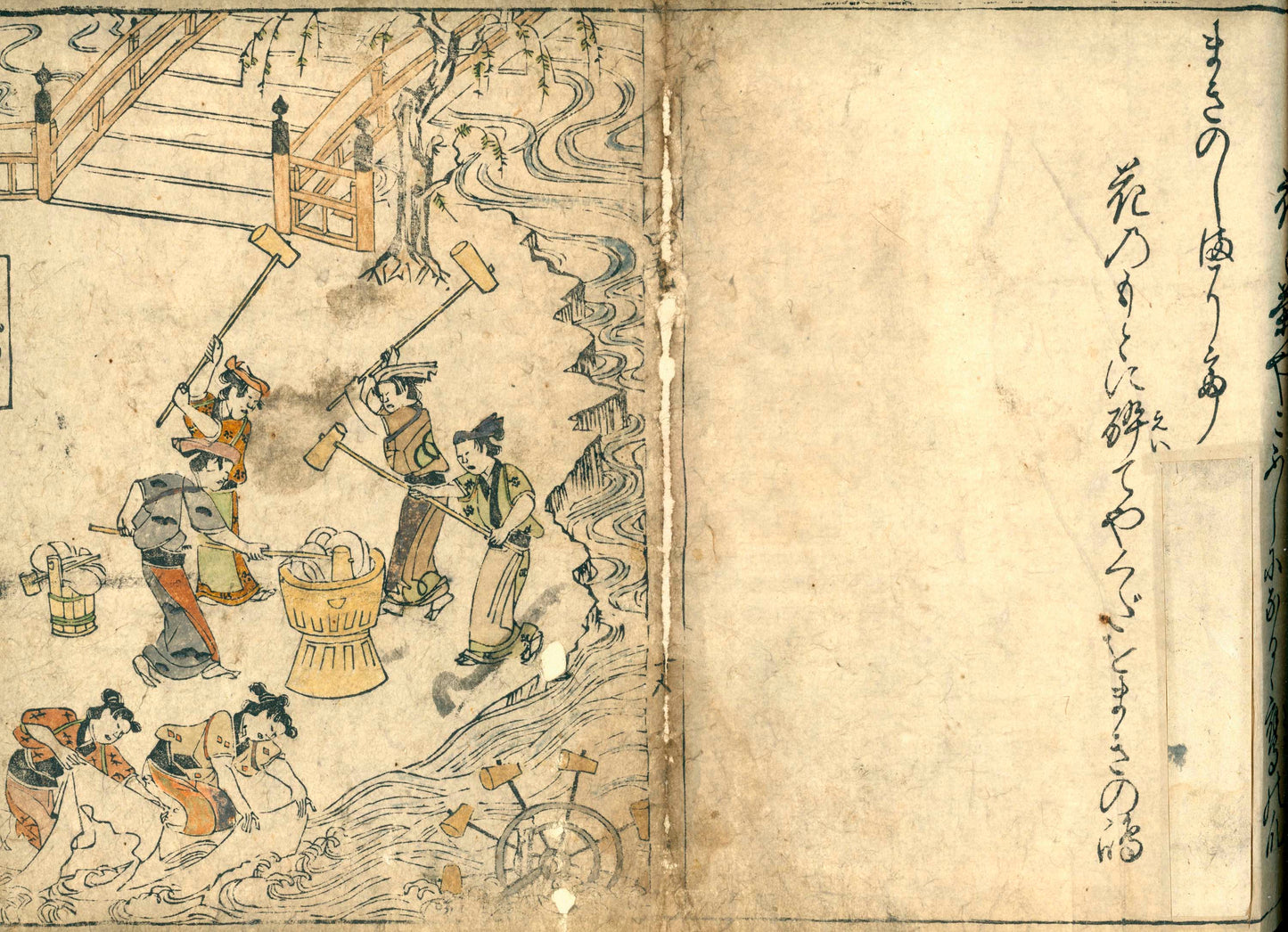 Nakagawa Kiun's Kyō Warabe (京童) Guide to famous places in Kyoto, vol. 4, Meireiki 4, 明暦4 [1658] in emakimono form, colored version