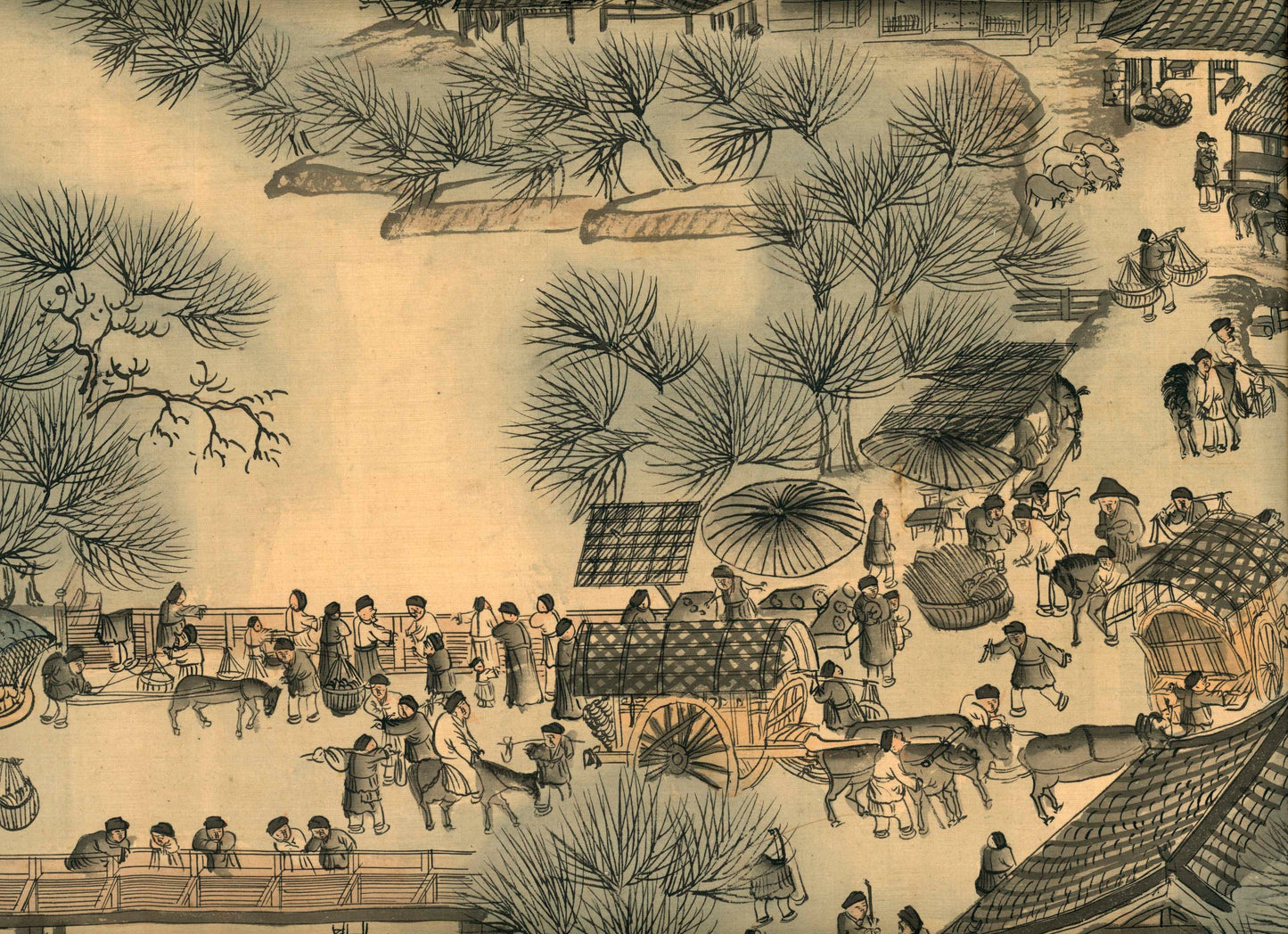 Along the River During the Qingming Festival (清明上河圖) - japanese copy and calligraphy