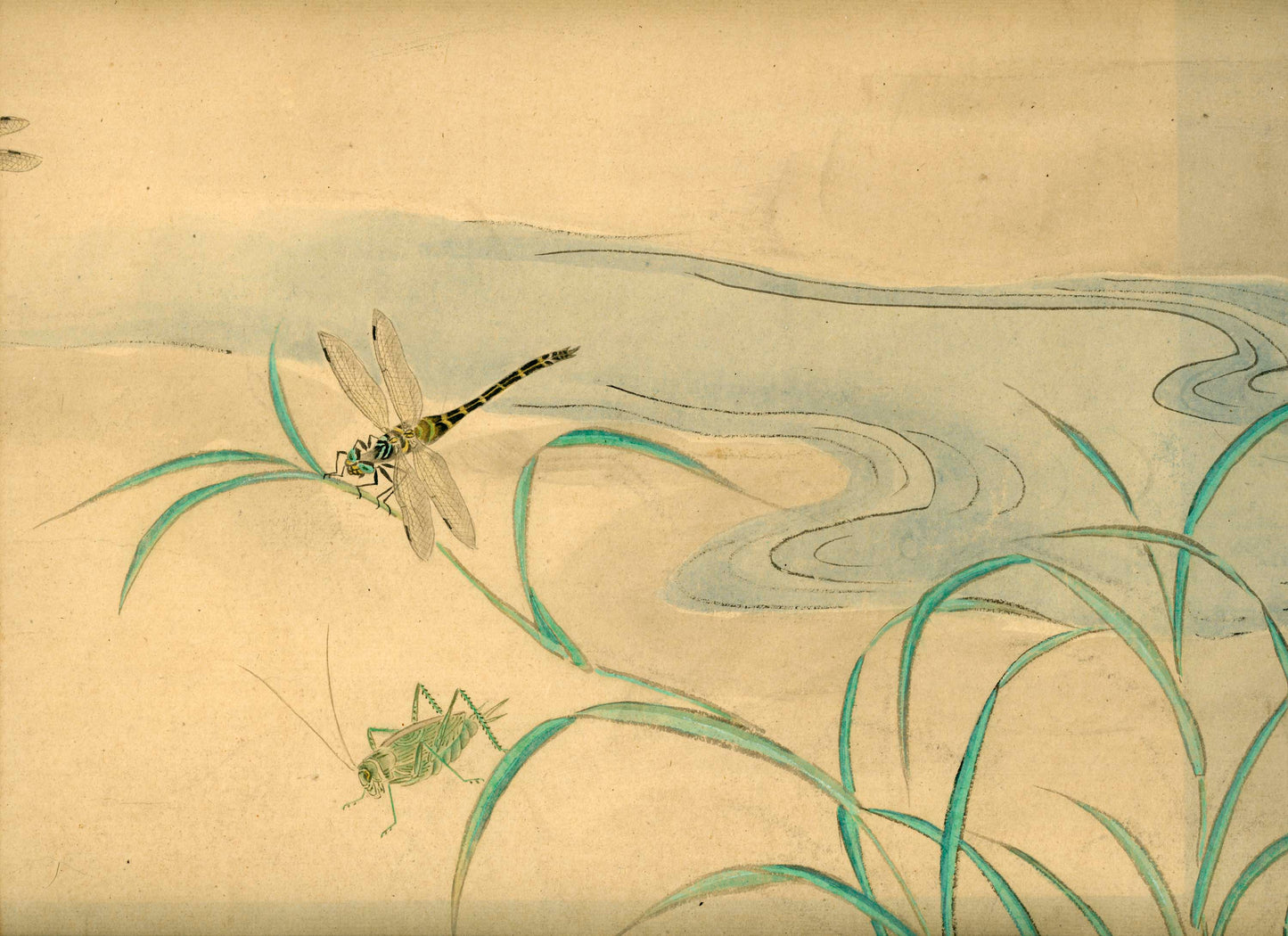 Emakimono scroll 絵巻物 虫と鳥影 Mushi to choei - Insects and shadows of birds - Unknown, after Taki Katei (瀧和亭 1830 – 1901)